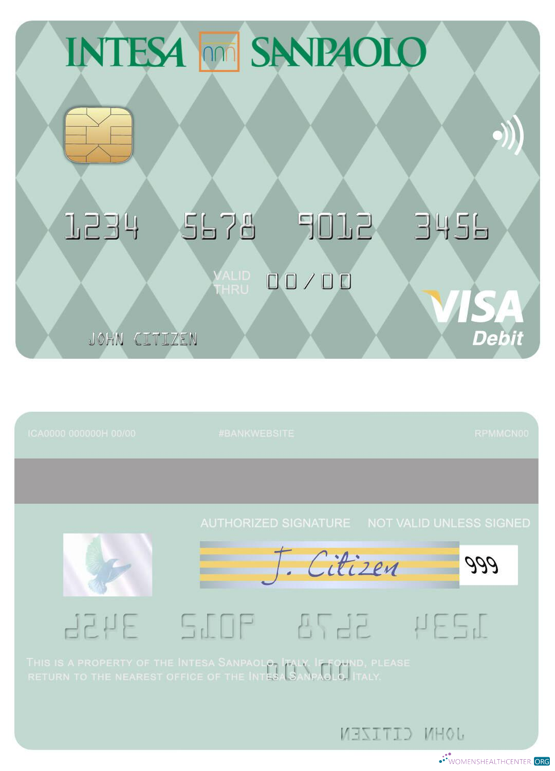 Download Italy Intesa Sanpaolo visa debit card Photoshop template